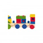 Trenulet din lemn cu cuburi colorate de tras- My First Train Woddy